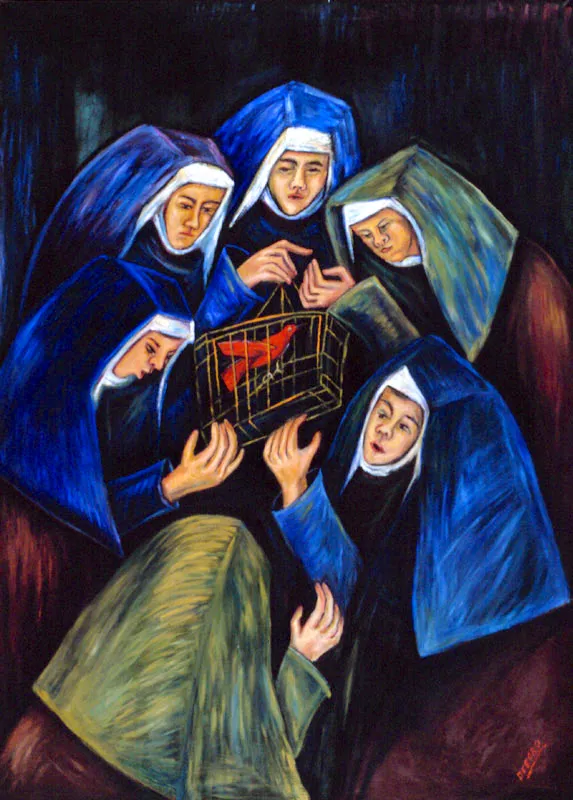 LAS MONJAS Y EL CARDENAL y/o EL RECREO
Oleo sobre lienzo
1.77 x 1.27 m.
