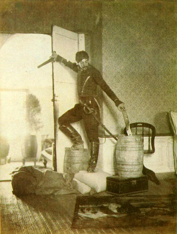 Atribuído a JULIO RACINES Roberto de Narváez. En el papel de Ricaurte en San Mateo. Bogotá 1855c. Copia en albúmina. 22.1 x 16.8 cm. Propiedad Jaime de Narváez, Bogotá.