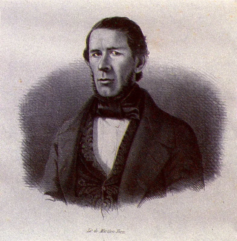 JOHN A. BENNET.  Francisco Javier Zalda. 1857 Litografa basada en daguerrotipo, realizada por Martnez Hermanos. 43.0 x 36.0 cm. Coleccin Museo Nacional. Bogot. 