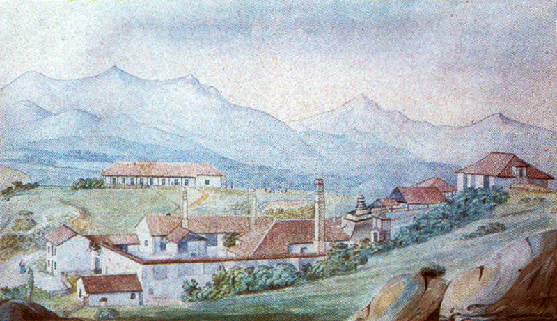 MANUEL MARIA PAZ. Ferrería de Pacho. Provincia de Bogotá. 1856. Aguada sobre papel. 25.5 x 41.5 cm. Colección Biblioteca Nacional, Bogotá.
ANONIMO Retrato masculino. 1865c. Ambrotipo. 10.9 X 8.3 cm. Propiedad Oiga y Jim Amaral, Bogotá.