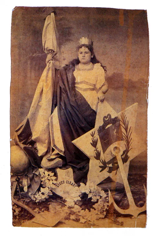 MARCO A. LAMUS. Alegoría Cúcuta. 1891. Copia en albúmina. 22 x 13.8 cm. Propiedad Antonio García Herreros, Cúcuta.