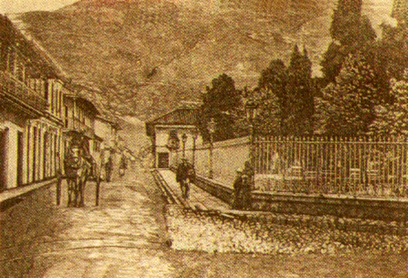 ALBERTO URDANETA.
Acero Norte del Parque de Santander
y sitio que ocupó El Humilladero.
Bogotá. 1884.
Xilografía basado en fotografía,
realizada por Eustacio Barreto y
publicada en el Papel Periódico
Ilustrado. Año IV No. 74, septiembre
1 de 1884.