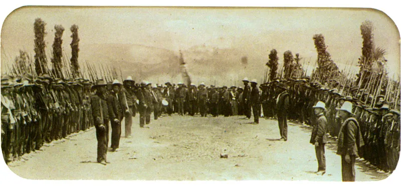 QUINTILIO  GAVASSA.  Ejrcito conservador en vsperas de la batalla de Palonegro. 1900 Copia reciente. Coleccin Casa de la Cultura de Pamplona. 