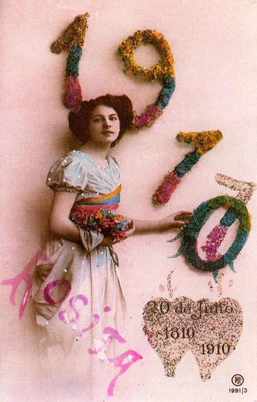 ANONIMO. Tarjeta conmemorativa del centenario de la independencia. Bogotá. 19 10. Copia en gelatina. 13.5 x 8.6 cm. Propiedad particular, Bogotá.