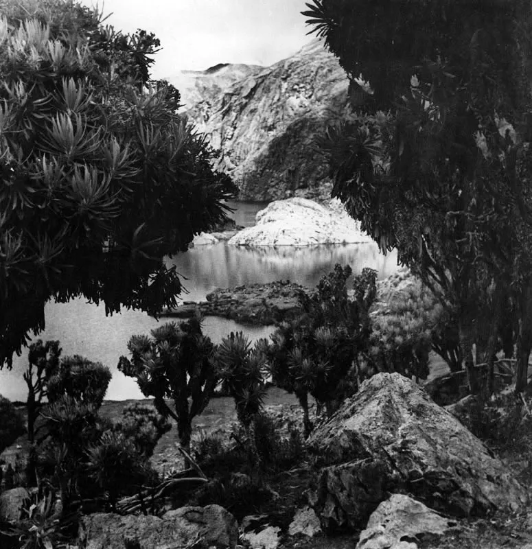 ERWIN KRAUS. 
Laguna Naboba, Sierra Nevada
De Santa Marta. 1939. Copia
Reciente Archivo Erwin Kraus,
Bogot. 