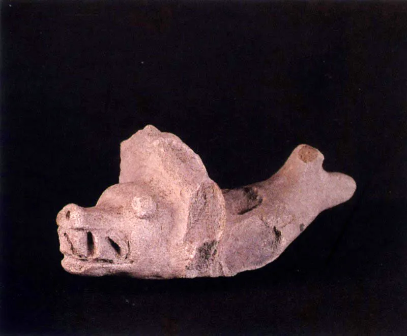 Figurillas zoomorfas
elaboradas en cerámica,
página opuesta,
pertenecientes al período
de Desarrollos Regionales
en la zona Tumaco?La
Tolita (Complejos Mataje-
Inguapi). Nótese la
iconografía de especies de
la fauna estuarina del
Pacífico: saurios, peces,
tortugas, avifauna y
mamíferos.