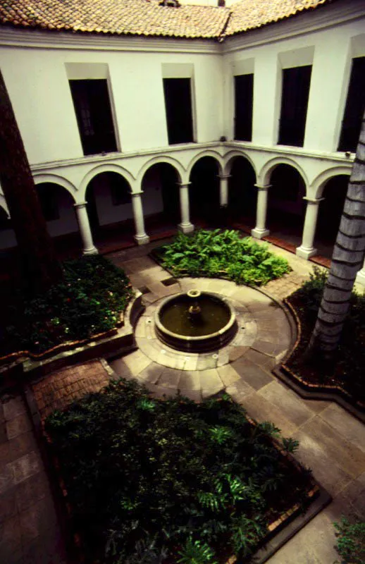 Palacio de San Carlos, Bogotá. Desde 1828, cuando el Libertador instaló allí su residencia y sus despachos, hasta 1982, el Palacio de San Carlos fue sede oficial de los presidentes de Colombia. En su origen fue una amplia residencia particular, en 1605 albergó el Seminario, en 1774 funcionó allí una parte de la Real Biblioteca, en 1783 fue cuartel militar. Hoy es la sede de la Cancillería.
Del patio principal se puede destacar la pila, de líneas sobrias y precisas. En el segundo patio sobresale la palma de cera, sembrada por el mismo Bolívar. Es fama que cuando el Libertador manifestó a su edecán el deseo de hacerlo, éste quiso disuadirlo con el argumento de que su crecimiento era extremadamente lento y que tomaría más de cien años su completo desarrollo. “Entonces hay que plantarla cuanto antes”, fue la tajante respuesta de Bolívar. Claudia Uribe Touri