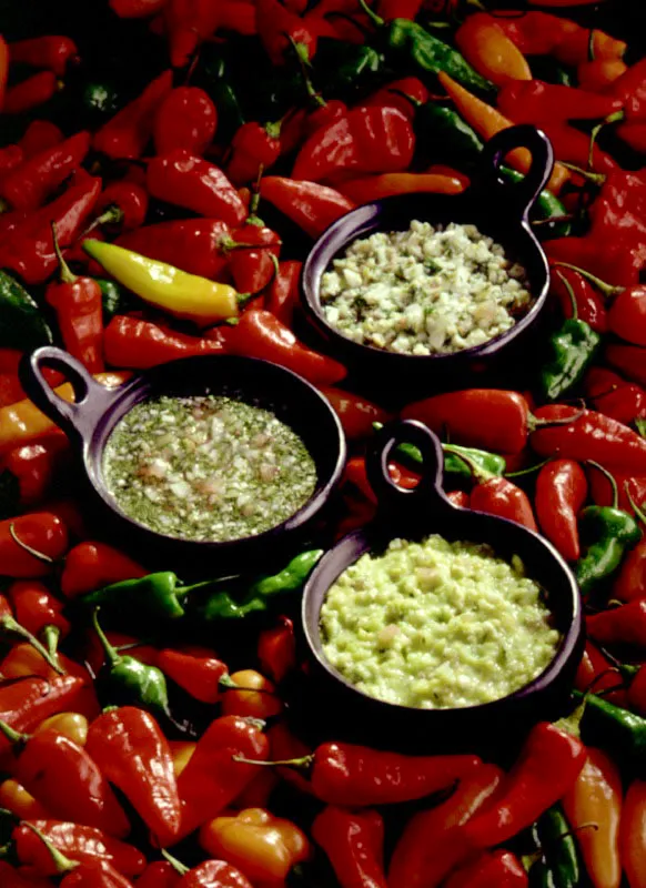 Ají de aguacate, Ají de hierbas y Ají de huevo.