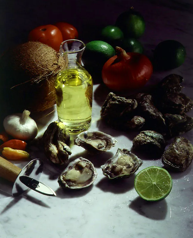 Ingredientes para la preparación del Coctel de ostras.