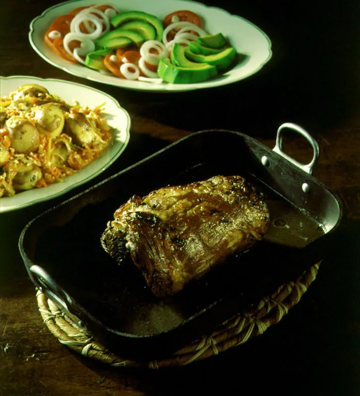 Sobrebarriga al horno y Papas chorriadas.