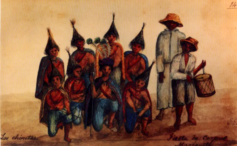 Los chinitos, fiesta de Corpus Christi en Mariquita. José María Gutiérrez de Alba,1874. Acuarela sobre papel blanco. Colección particular, Bogotá. Jeremy Horner
