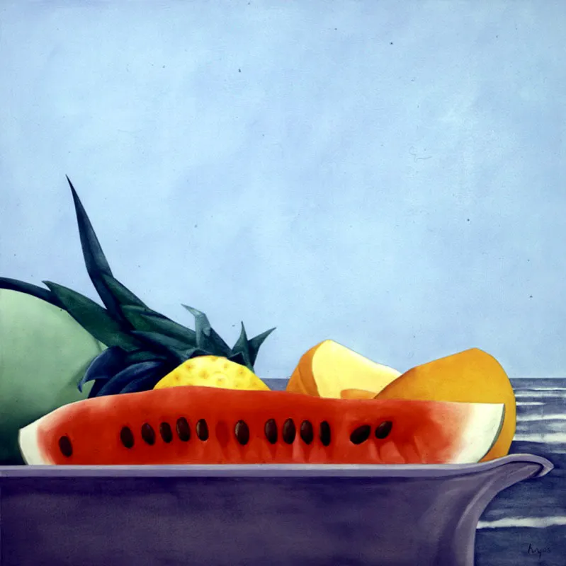 Porcelana con patilla. 1997. Óleo sobre lienzo. 100 x 100 cm. Óscar Monsalve