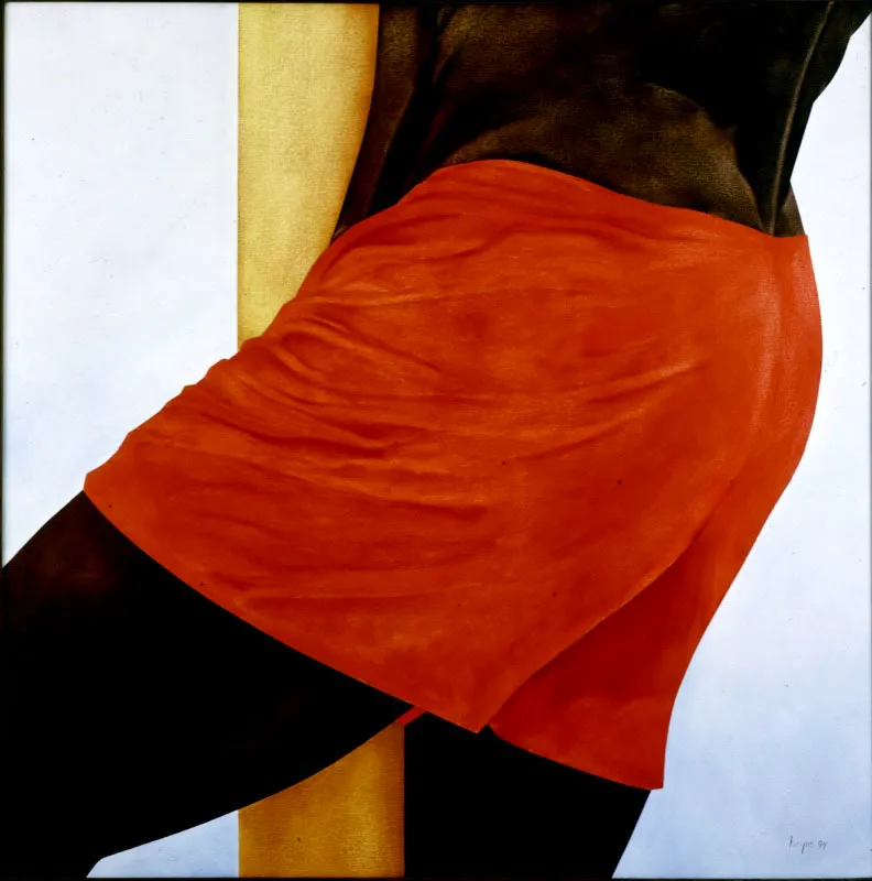 La barra del Premio. 1994. Óleo sobre lienzo. 120 x 120 cm. Óscar Monsalve
