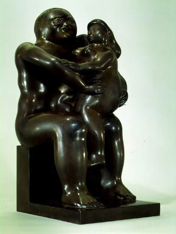 Los amantes.  
1982.  
Bronce, edicin de 6 ms 2 pruebas de artista.  
92 x 55 x 56 cm.   