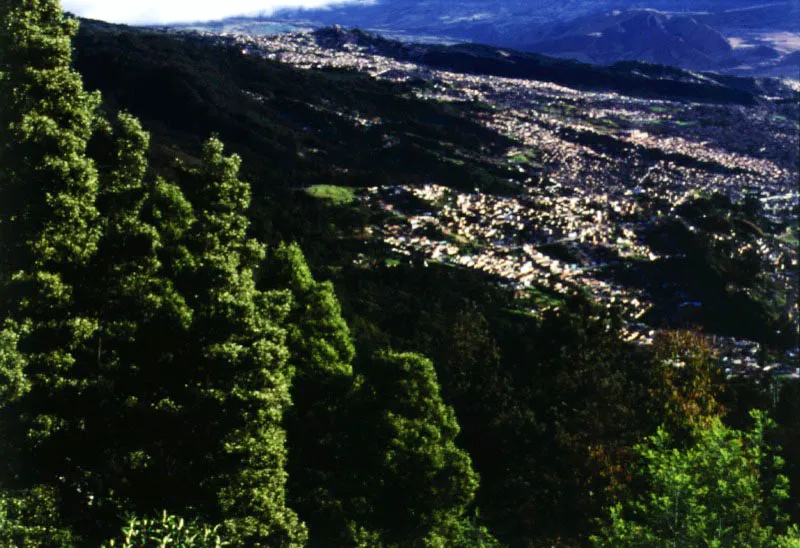 Desarrollos urbanos sobre los cerros, al sur de la ciudad. 