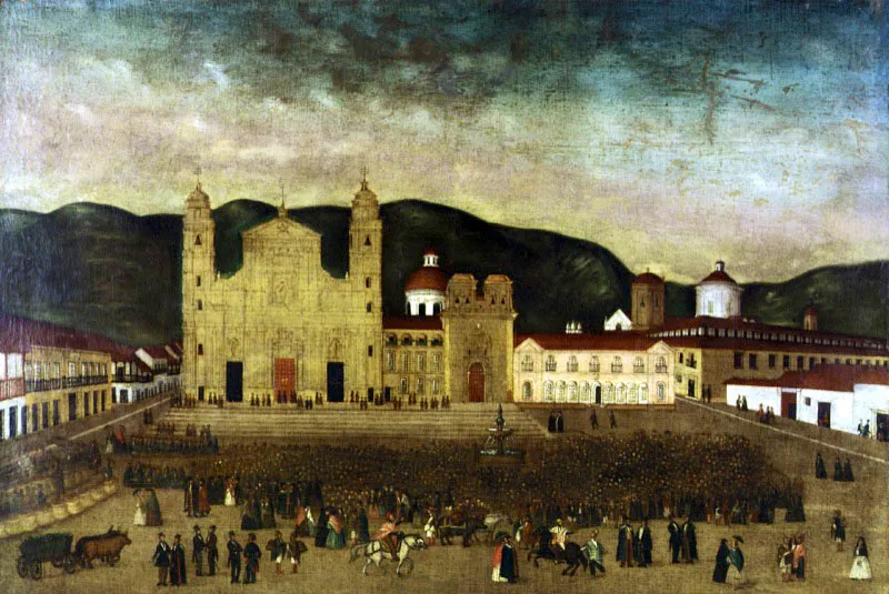 J. Santos Figueroa
Da de mercado en la Plaza Mayor de Bogot
c.1830
leo sobre lienzo
54 x 94 cm. 