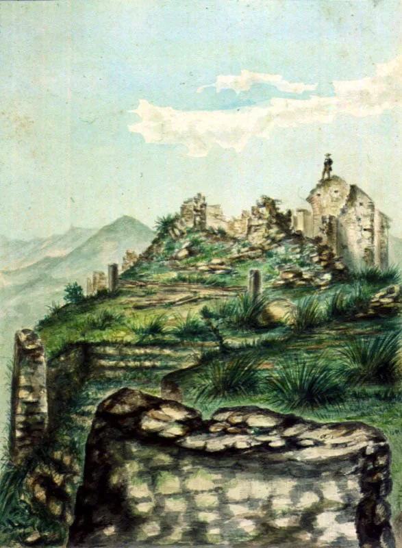 Manuel Dositeo Carvajal
Ruinas de Guadalupe en la cordillera de Bogot, desde el costado occidental. c.1852. Acuarela
Museo Siglo XIX, Bogot. 