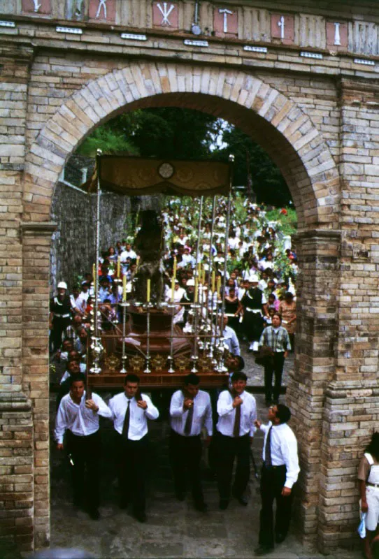 La Semana Santa comienza formalmente con la procesin del Domingo de Ramos, en la cual "se bajan" las imgenes del Amo Ecce Homo y del Amo Cado desde la iglesia de Beln, situada sobre una colina al oriente de Popayn, hasta la Catedral Baslica de Nuestra Seora de la Asuncin, a la cual se consagr la ciudad desde su fundacin. En la primera parte de la procesin hay que superar las dificultades de los "quingos", escalinatas empedradas que serpentean por las faldas de la Loma de Beln. 