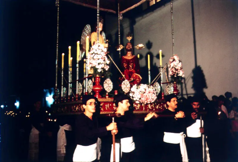 Paso de La Oracin del Huerto. En varios de los pasos de las procesiones de Popayn aparece ms de una imagen. Los pasos tradicionalmente ms pesados son los de La Virgen de La Soledad, La Dolorosa de San Agustn, Las Insignias, La Crucifixin y el Santo Sepulcro.
 