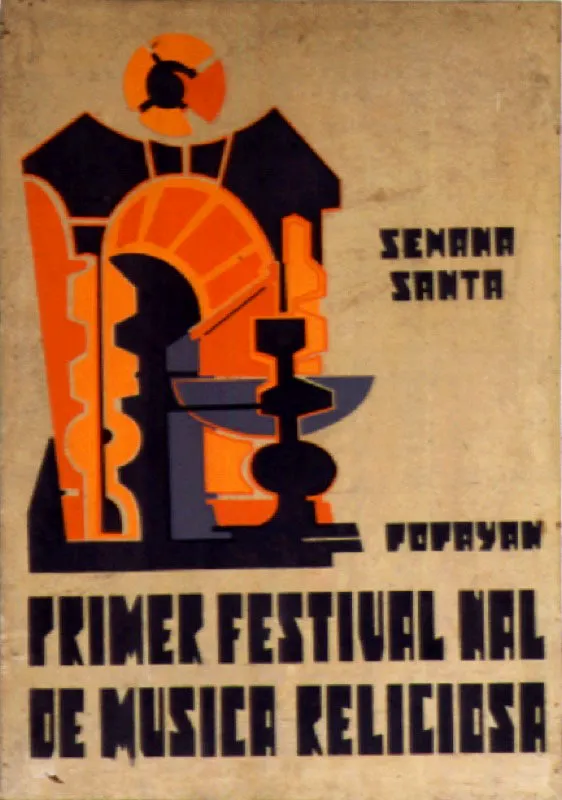 I Festival Nacional de Música Religiosa . 1964. Diseño Álvaro Thomas. 70 x 50 cm.