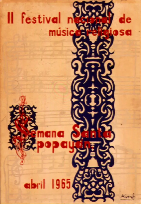 II Festival Nacional de Msica Religiosa. 1965. Diseo Augusto Rivera. 70 x 50 cm.
 