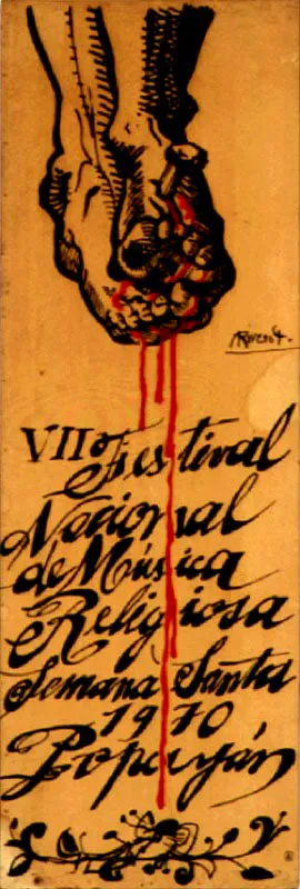 VII Festival Nacional de Música Religiosa. 1970. Diseño Augusto Rivera. 100 x 35 cm.