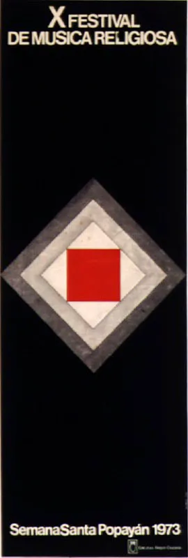 X Festival de Música Religiosa. 1973. Diseño Grupo creativo Cartón Colombia. 100 x 35 cm.