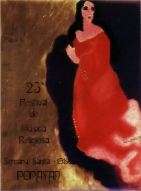 XXIII Festival de Música Religiosa. 1986. Diseño Maripaz Jaramillo. 70 x 50 cm.