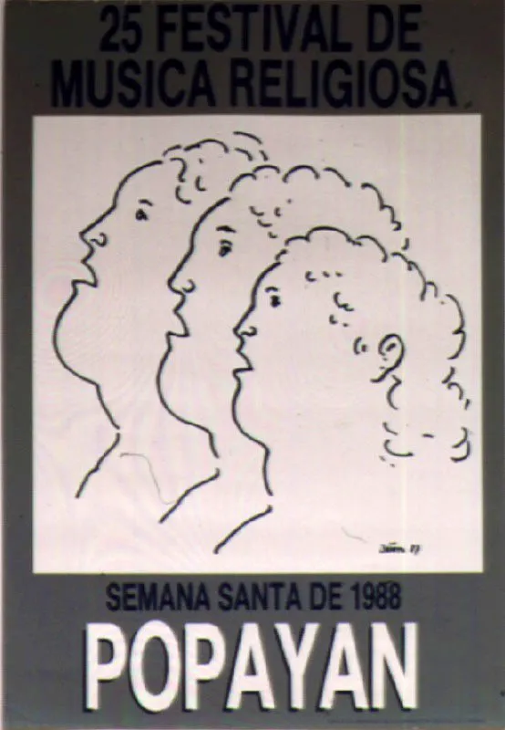 XXV Festival de Música Religiosa. 1988. Dibujo Fernando Botero. 70 x 50 cm.