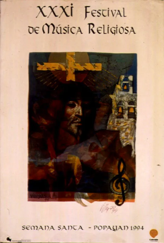 XXXI Festival Nacional de Música Religiosa. 1994. Diseño Armando Villegas. 100 x 70 cm.