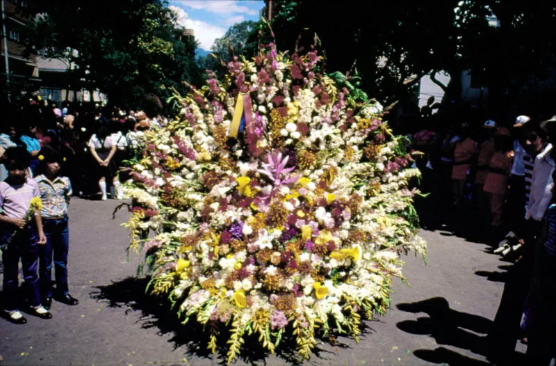 Cada 7 de agosto, las calles de Medelln se paralizan para contemplar el espectculo de los silleteros quienes, siguiendo una vieja tradicin, bajan de la montaa con su preciosa carga de flores, vestidos a la manera campesina y convertidos en smbolos de todo un pueblo a travs de un hermoso desfile de fama internacional.  Len Duque