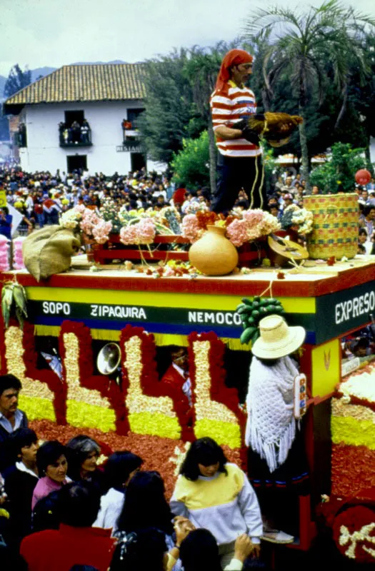 Festivales regionales de flores de los municipios de la Sabana de Bogotá, donde los trabajadores ponen en juego su imaginación y creatividad construyendo “carrozas” de diversos motivos adornadas con flores, que concursan en eventos de saludable esparcimiento para todos los campesinos de las zonas floricultoras. El Tiempo
