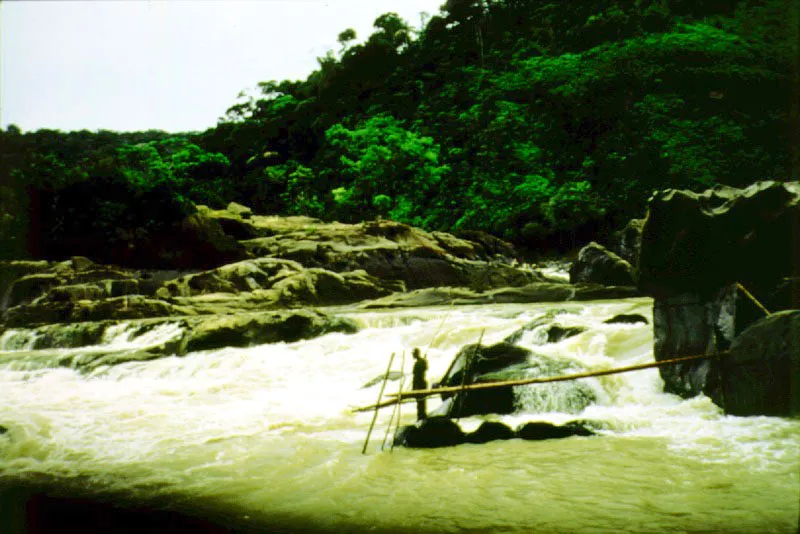 Pesca en los rápidos del río Caquetá.