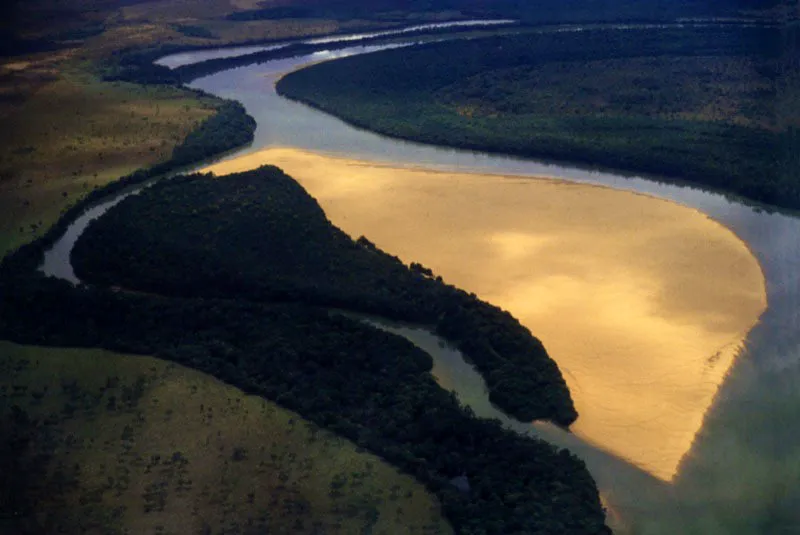 Mitad playón y mitad selva, una isla se
transforma con las arenas que se descubren en el río Vichada durante el verano. Aldo Brando