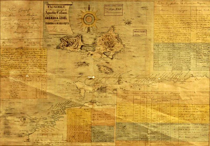 Facsmil del plano de la Isla Margarita 
Agustn Codazzi, 
Comisin Corogrfica 1831-1837
Biblioteca Nacional, Caracas. 