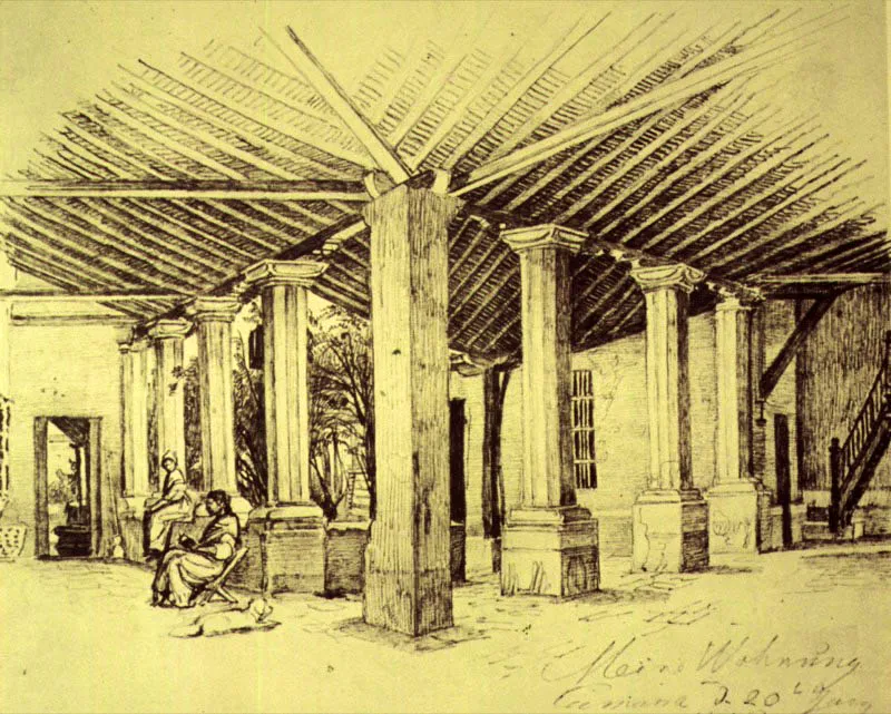 Vivienda del artista en Cumaná
Ferdinand Bellerman, 1844
Lápiz
20.0 x 24.7 cm
Museos Estatales de Berlín.