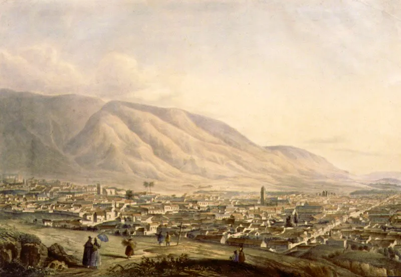 Vista de la ciudad de Caracas.
Wiwood, 1857
Litografía a color, dibujo sobre piedra
45 x 57 cm
Galería de Arte Nacional, Caracas.