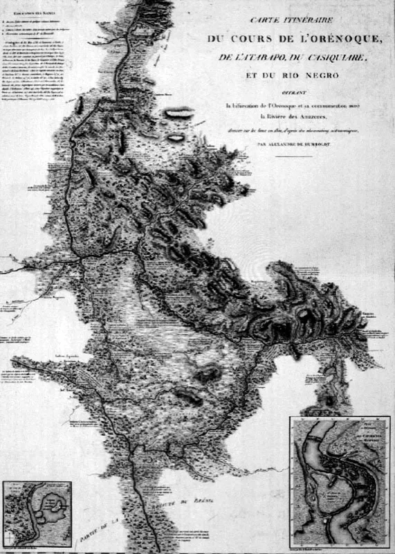 Curso del Orinoco, del Atabapo, del Casiquiare y del Ro Negro
Dibujo de Alexander von Humboldt
Tomado de los Voyages de Humboldt et Bonpland. Atlas Pittoresque. Pars, 1810. 