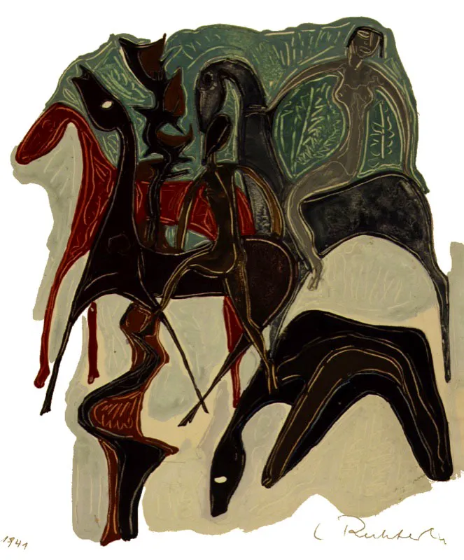 Estudio de caballos
Témpera sobre papel
1941
38 x 33 cm.