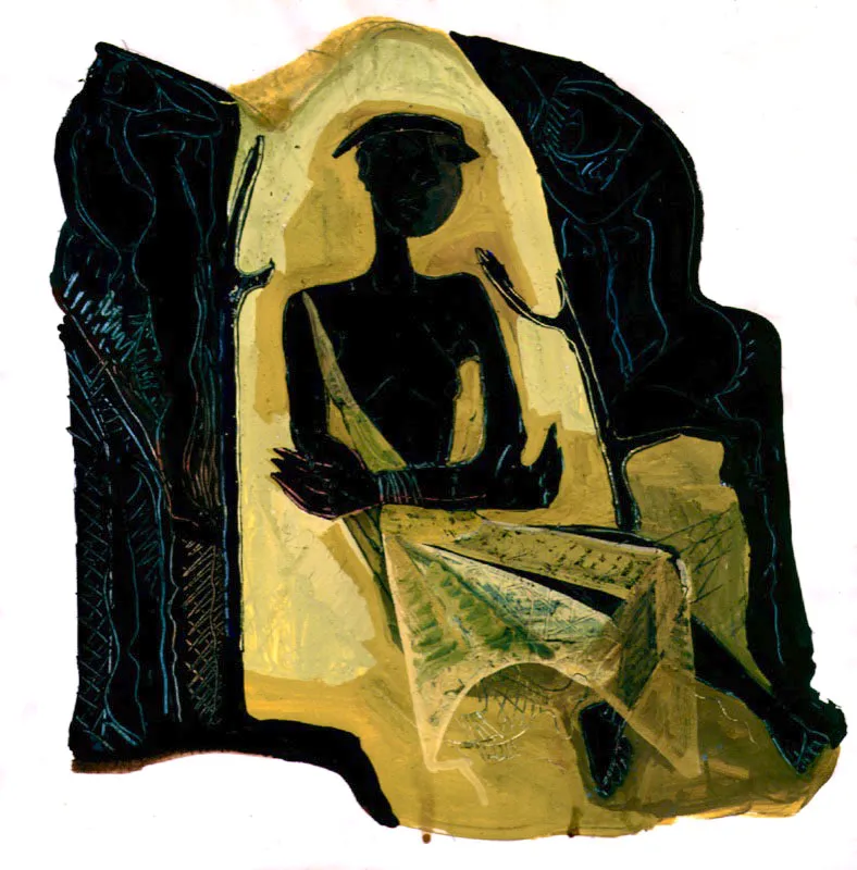 Mujer sentada
Tmpera sobre papel
1955
40 x 38 cm. 