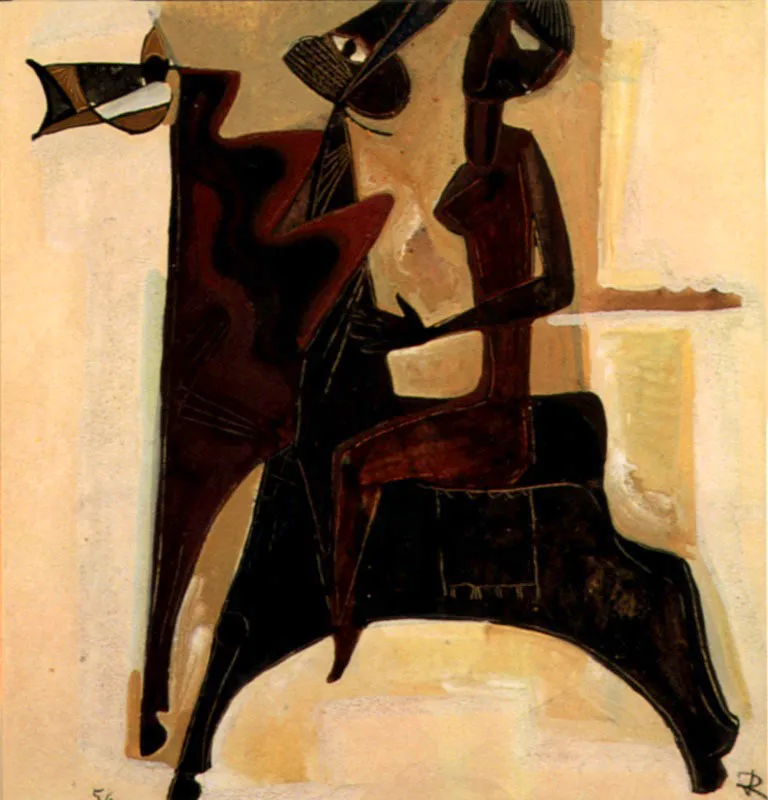 A caballo 
Tmpera sobre papel
1954
48 x 48 cm. 