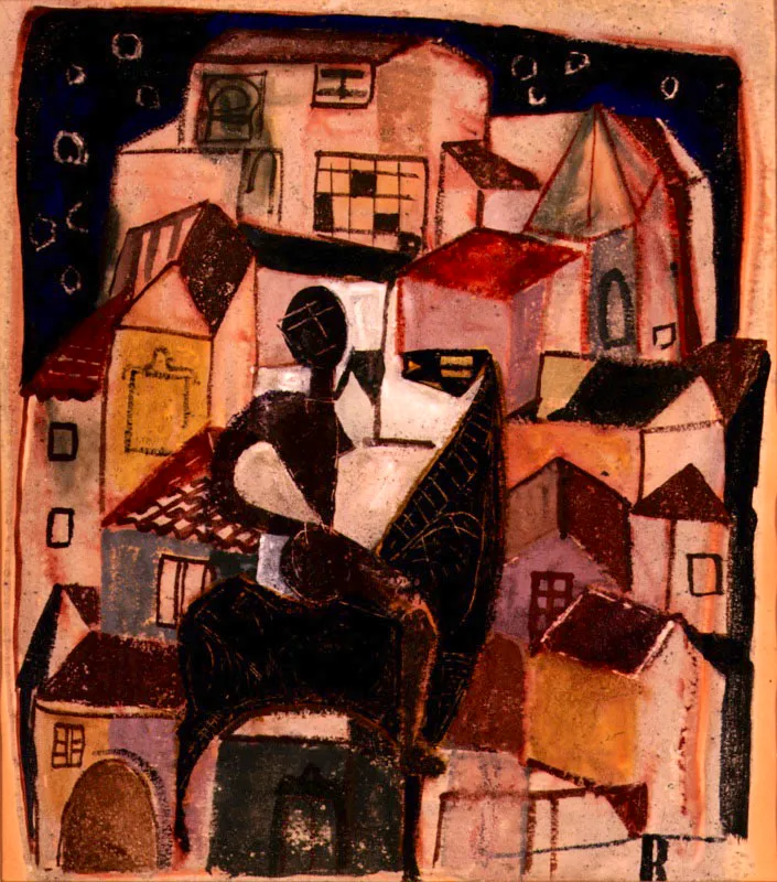 Pueblo con Jinete
Tcnica mixta sobre papel
1957
50 x 45 cm. 