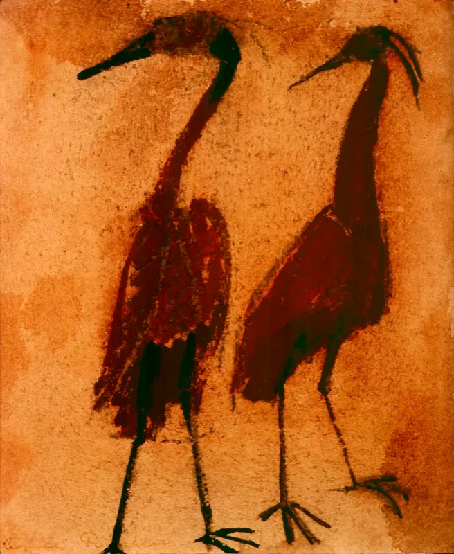 Aves 
Tmpera sobre papel
1961
24.5 x 20.5 cm. 