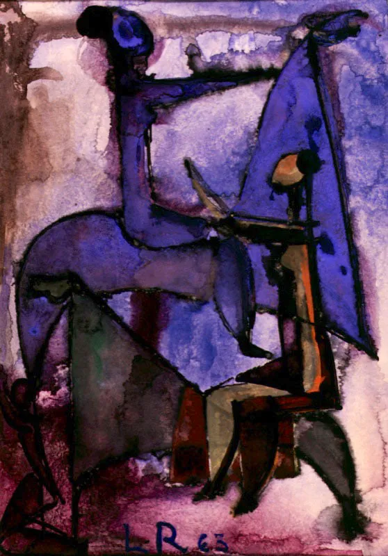 Caballos en azul
Acuarela
1963
69 x 42 cm.