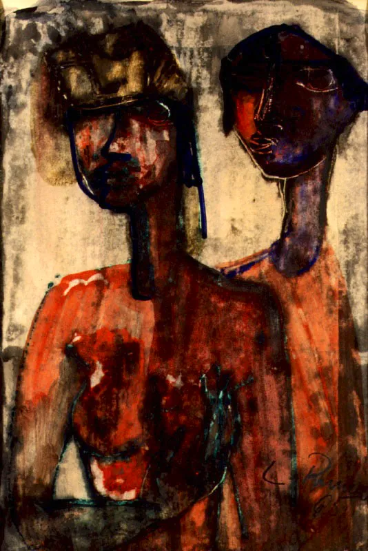 Dos figuras en rojo
Técnica mixta
1965
48 x 33 cm.