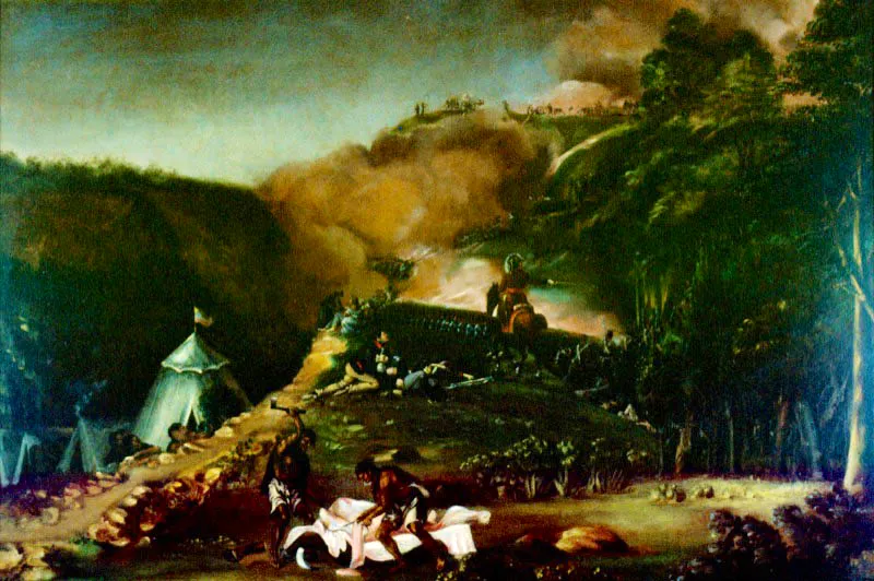 Jos Mara Espinosa.
	Batalla de Tacines. 1870.
	Oleo sobre tela. 81 x 120 cm. 