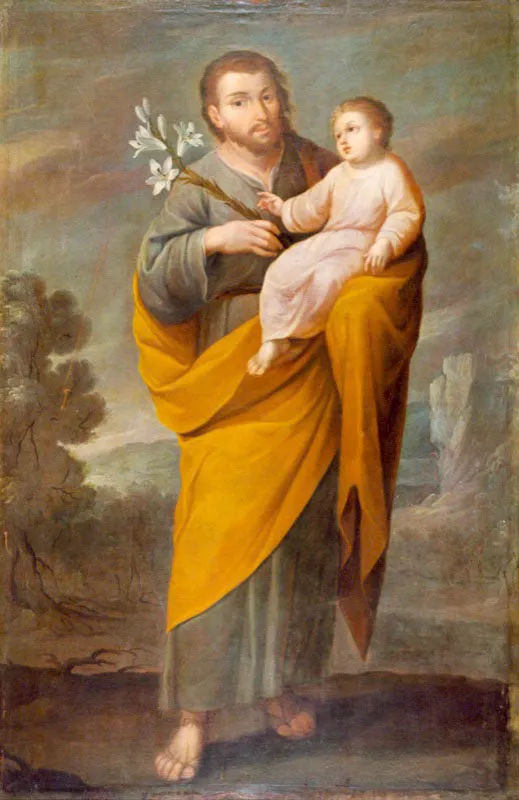 Gregorio Vsquez.
	San Jos con el Nio. 1704.
	Oteo sobre tela. 163 x 106 cm.
 