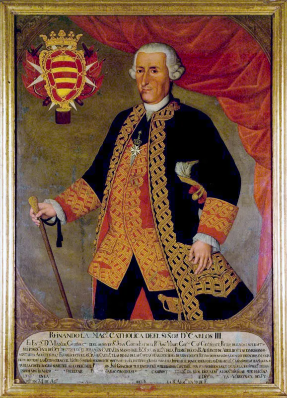 Joaqun Gutirrez.
	Virrey Manuel Guirior. Siglo XVIII.
	Oteo sobre tela. 146 x 106 cm.
 