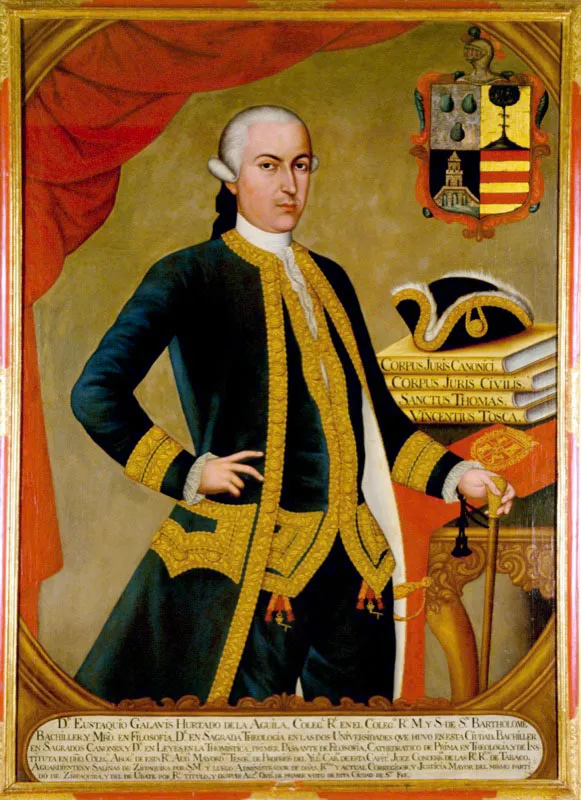 Joaqun Gutirrez.
	Virrey Eustaquio Galavis. Siglo XVIII. Oteo sobre tela. 144 x 104 cm.
 