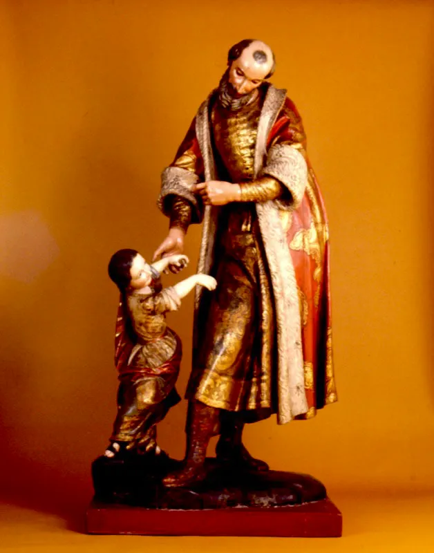 Pedro Laboria.	
	San Joaqun y la Virgen Nia. Siglo 
	XVIII. Madera tallada, estofada y policromada. 160 x 81 x 67 cm.
 